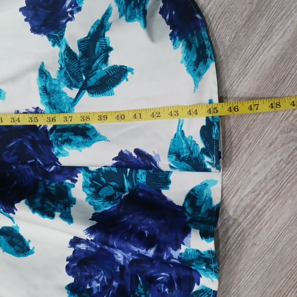 Pinup Couture Women's Blue Vintage Rose Print Midi Dress - Picture 13 of 16